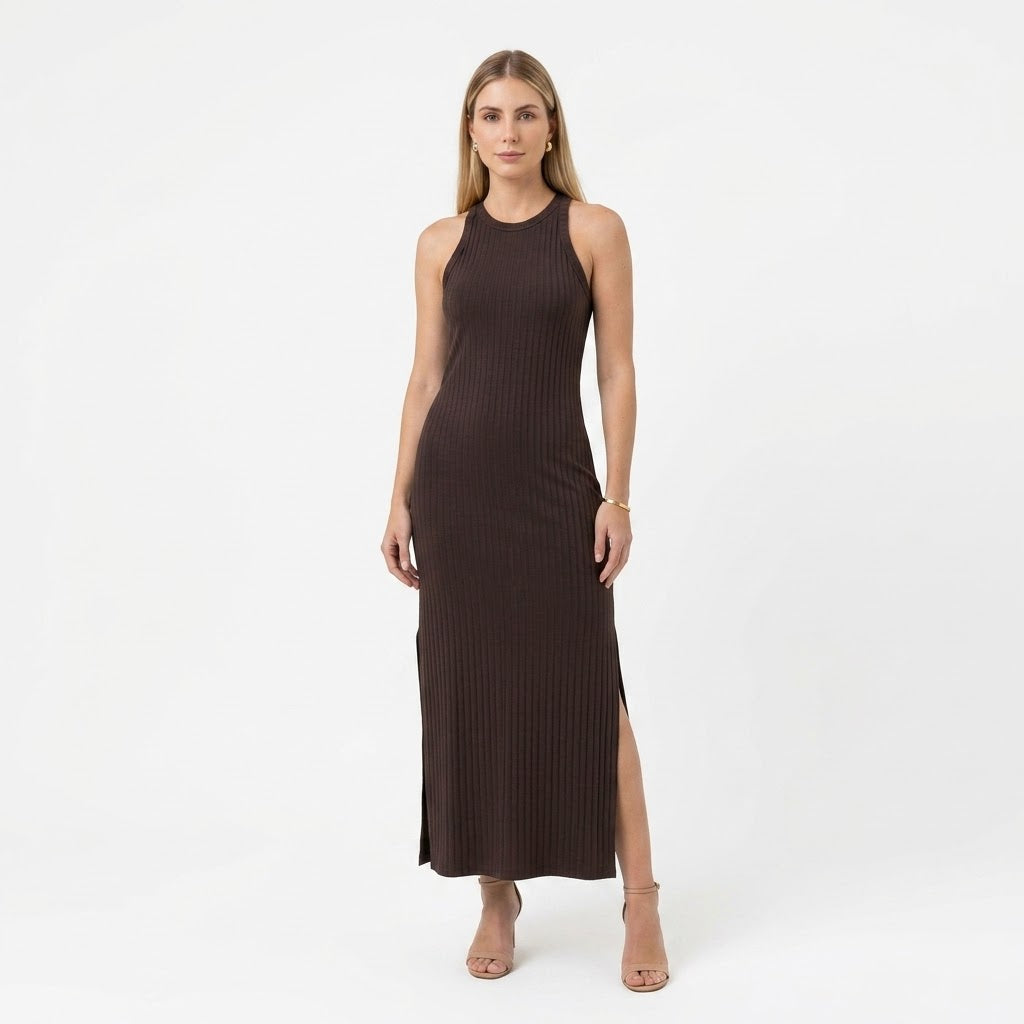 VESTIDO MAXI CANELADO MADRI