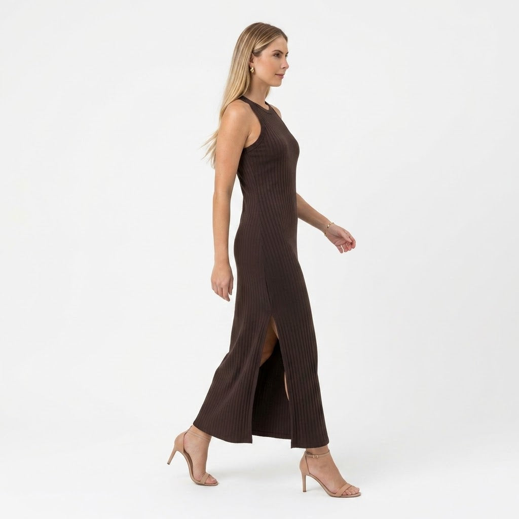 VESTIDO MAXI CANELADO MADRI
