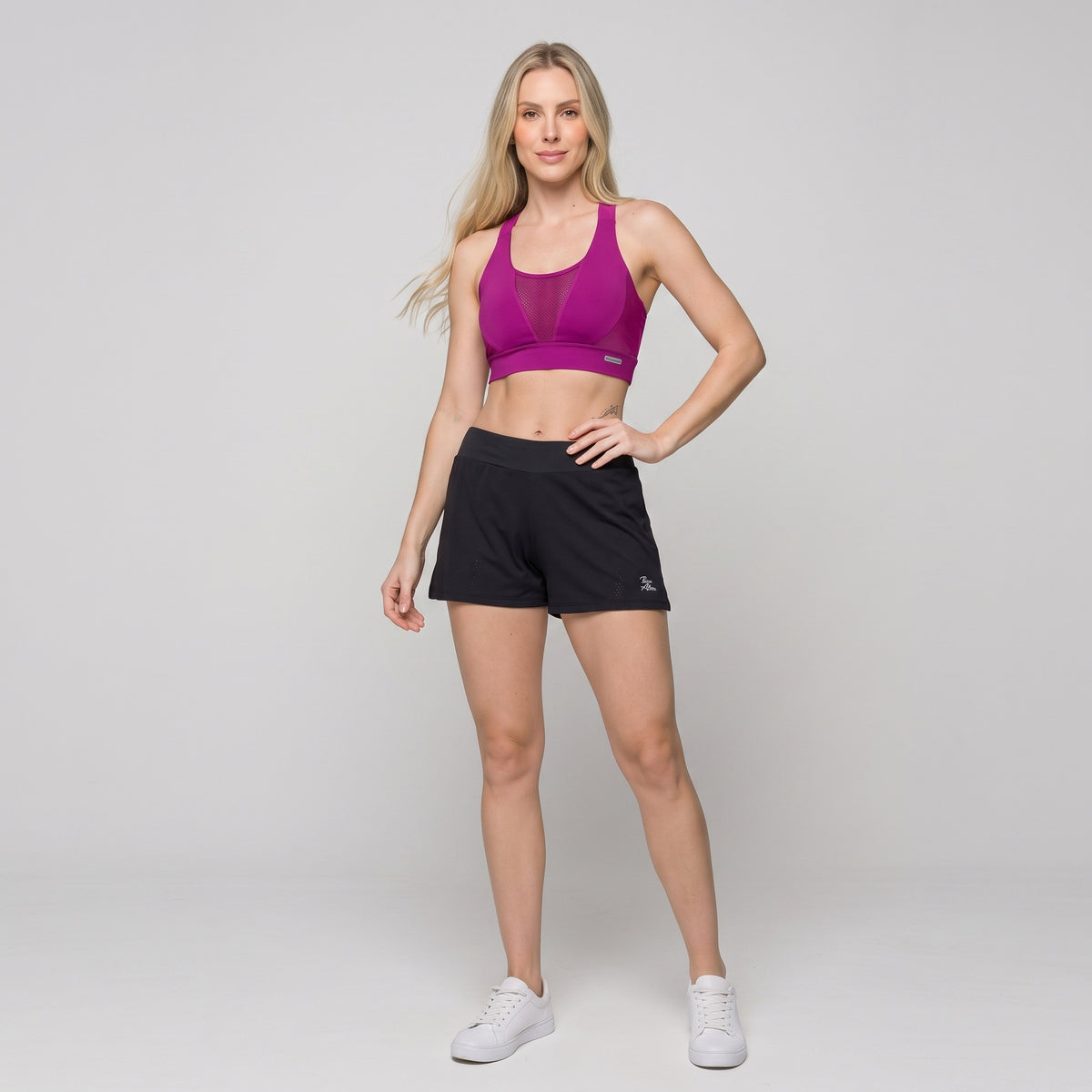 SHORT FEMININO SOBREPOSTO POLIAMIDA FITNESS
