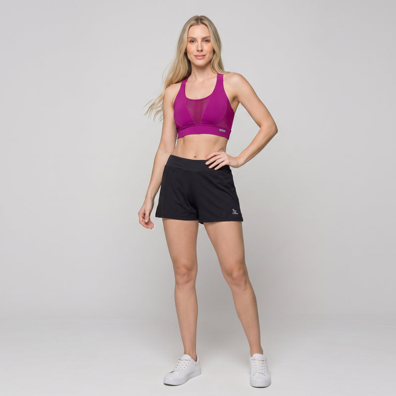 SHORT FEMININO SOBREPOSTO POLIAMIDA FITNESS